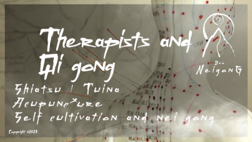 Qi gong for therapists, such as shiatsu, tuina, acupuncture